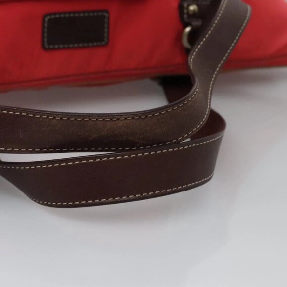 BURBERRY Blue Label Tote Bag Nylon Red Auth - Picture 7 of 16